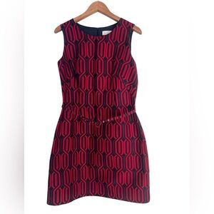 LESLEY EVERS Red & Navy Geometric Dress